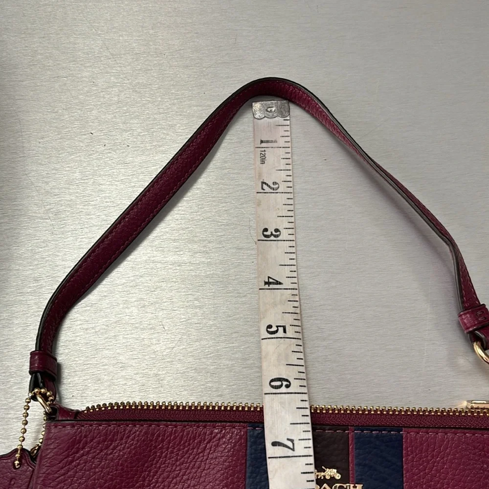 Coach Berry Purple/ Striped Leather Pouch /Wristlet